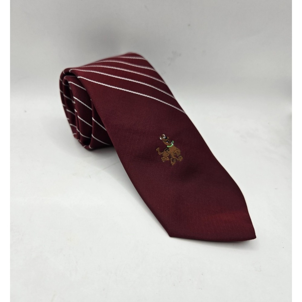 Vintage Scooby Doo Tie Mens Burgundy Candy Stripes Hanna Barbera‎ 1983 Made USA